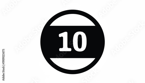 Stopwatch time 10 icon with bold circular border, center numeral 10, and minimalist countdown style featuring ten, 10, number ten with timer and