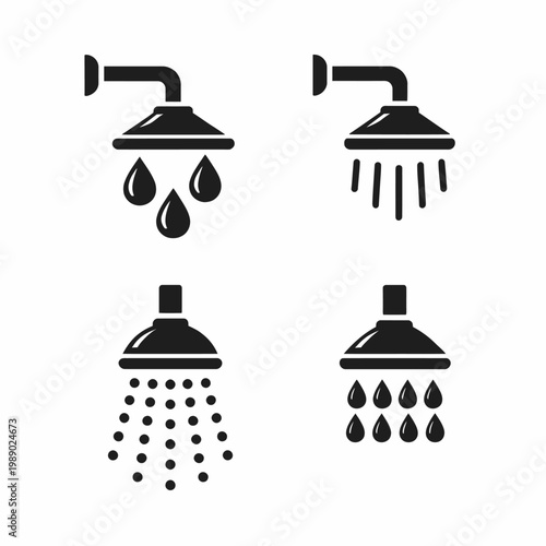 Shower head icons a collection of minimalist bathroom fixture illustrations