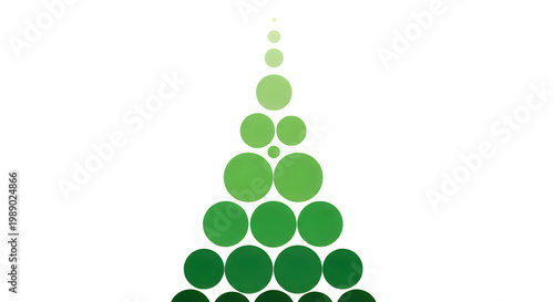 Green circle Christmas tree on transparent background for holiday designs