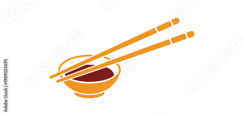 Stylized cut-out icon set of sushi fish, soy sauce, and chopsticks in vector illustration on white background.