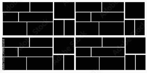 Template photo collage vector 8 pictures. Blank style moodboard, album, photo frame mockup for memory and portfolio.