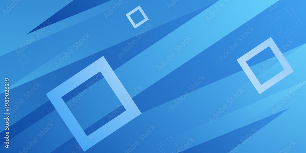Fototapeta premium Abstract colorful bright blue background with overlap triangle and square shapes pattern element concept design. Cool banner style.