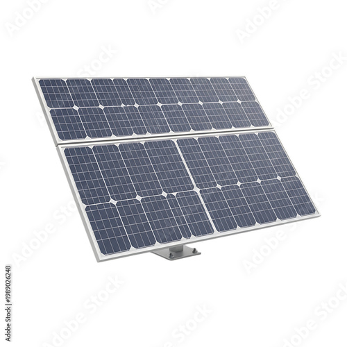 Solar panel array mounted on metal pole for clean energy.