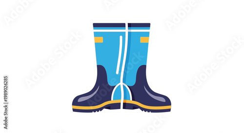 Blue Rubber Boots Cartoon Style