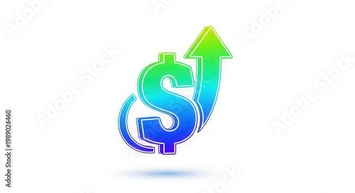 Vibrant dollar symbol with an upward arrow signifying economic growth and financial prosperity