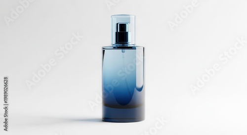 Elegant blue gradient spray bottle for cosmetic liquid against a pristine white backdrop product