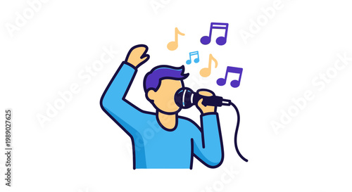 Man singing into a microphone loudly.