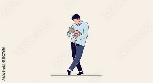 Man walking with a small dog.