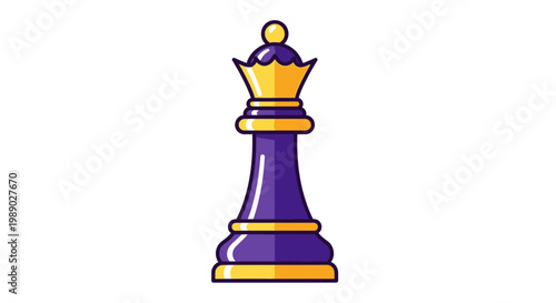 Purple and gold chess queen piece.