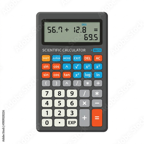 Scientific Calculator with Math Equation | Black Digital Calculator Tool | School or Office Calculator Macro