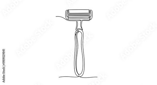 Continuous line drawing of a razor on a white background.