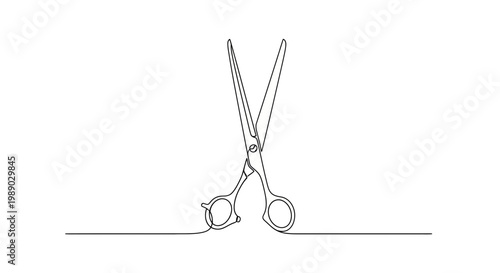 Continuous line drawing of professional hairdressing scissors