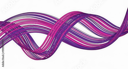 Vibrant purple and pink abstract ribbon design on white background