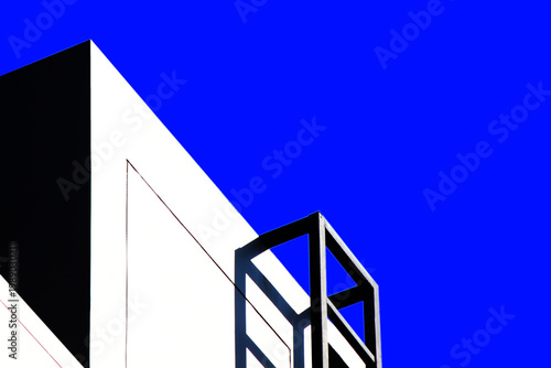 emergecy steel stairs install out side building fire exit express way to ground . iron structure install on the wall resident fire exit stairs