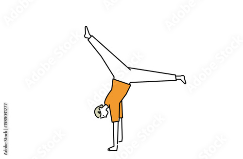 開脚倒立を決める運動神経抜群の女性