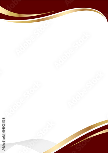 A decorative maroon and gold wave design on a white background for luxury branding