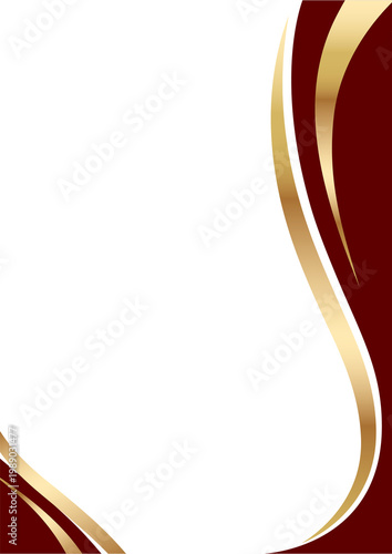 Elegant maroon background with gold swirls design element for luxury business cards or stationery