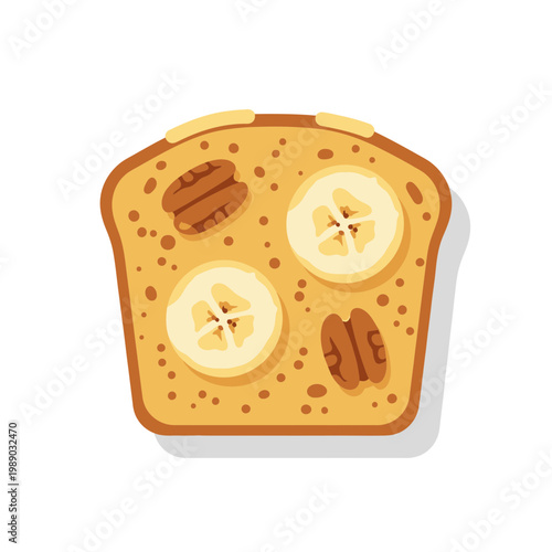 Banana Pecan Bread Slice - Delicious Baked Goods, Toasted Breakfast Treat