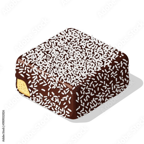 Delicious Chocolate Lamington Dessert Sprinkled with Coconut Flakes