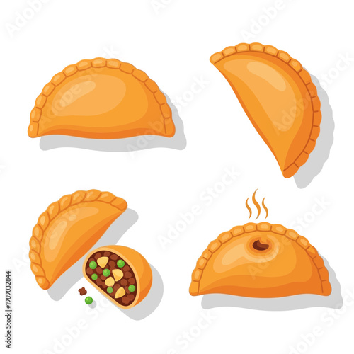 Delicious Empanadas Vector Illustration: Baked Pastries with Savory Filling