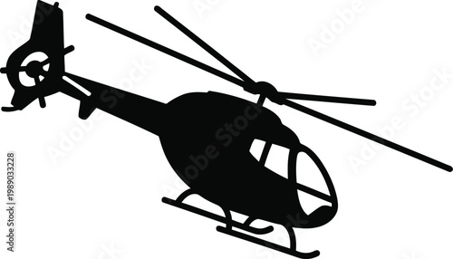 black silhouette helicopter icon on white background for design