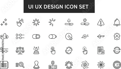 UI UX design interface interaction outline icon set usability navigation controls feedback components workflow toolkit user experience vector collection digital product design