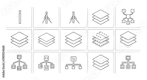Isometric Data Infrastructure and Cloud Computing Architecture Icons