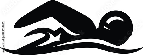 Swimming, swimmer, vector icon, black silhouette, aquatic sports