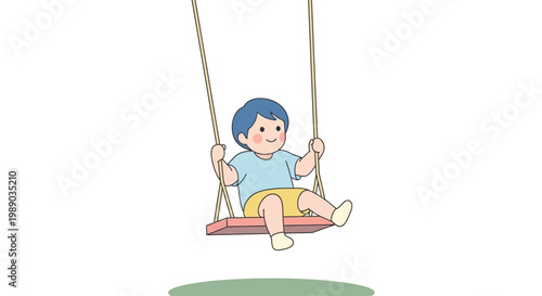 Little girl swinging on playground swing.