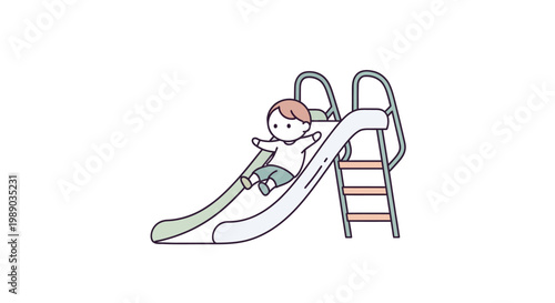 Child playing on a slide outdoors.