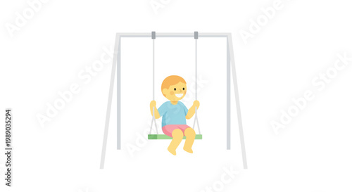 Little girl playing on swing set.