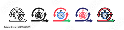 Sprint Timer Multiple Style Icon Set Collection. 