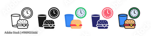 Lunch Break Multiple Style Icon Set Collection. 