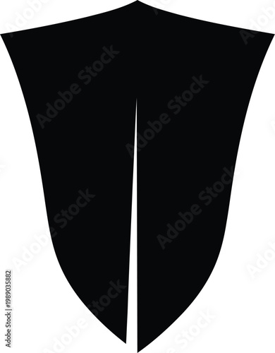 black and white shield icon with split design, symbolizing protection and duality