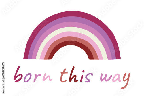 Colorful rainbow shape Lesbian pride flag Happy pride day LGBTQIA community Pride Month Vector hand drawn doodle for posters, stickers, logo, cards