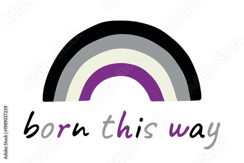 Colorful rainbow shape Asexual pride flag Happy pride day LGBTQIA community Pride Month Vector hand drawn doodle for posters, stickers, logo, cards