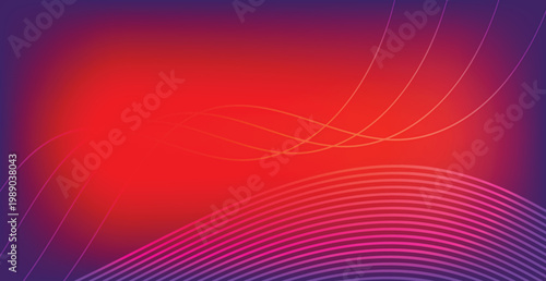 Vibrant abstract background with wavy lines in red, pink, and purple hues
