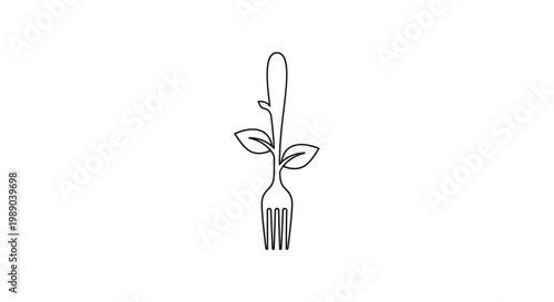 A fork with a plant growing from it.