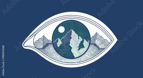 Graphic illustration of an eye.