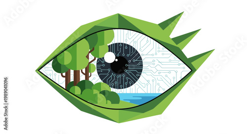 Green eye with nature inside.