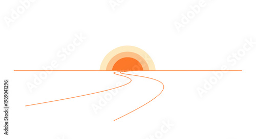 Sunset on a deserted road horizon.