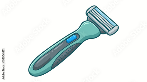 Modern manual shaving razor with ergonomic handle vector illustration isolated on white