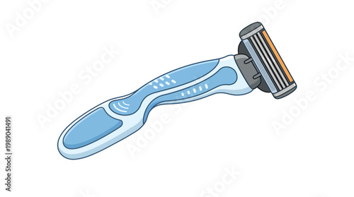 Ergonomic triple blade shaving razor vector illustration for personal hygiene and grooming
