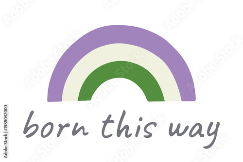 Colorful rainbow shape Genderqueer pride flag Happy pride day LGBTQIA community Pride Month Vector hand drawn doodle for posters, stickers, logo, cards
