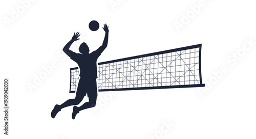 Man jumping to hit volleyball high.