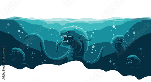 Monster Fish Underwater Ocean Creature.