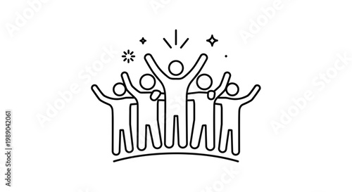 People Celebrating with Raised Arms.