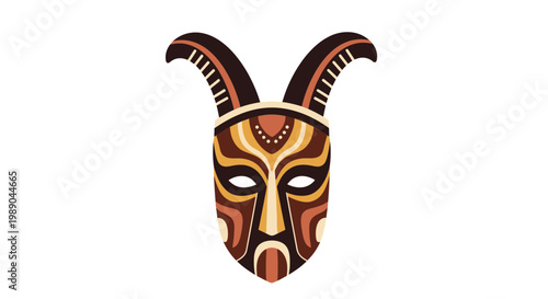 Vibrant Horned Mask Decorative Face.