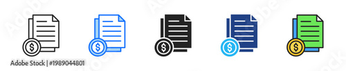 Customer Expense Report Icon Set Multiple Style Collection
