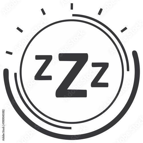 Sleepy Icon with Zzz in Circle for Rest and Relaxation, Isolated Design Element